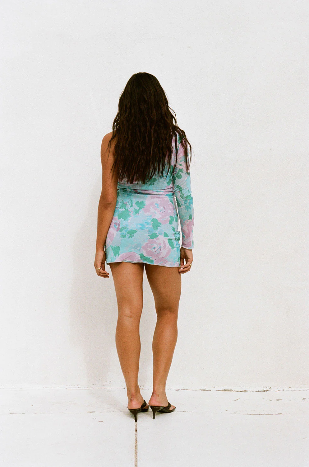 Gaia One Shoulder Dress - Water Lilies - Image 15