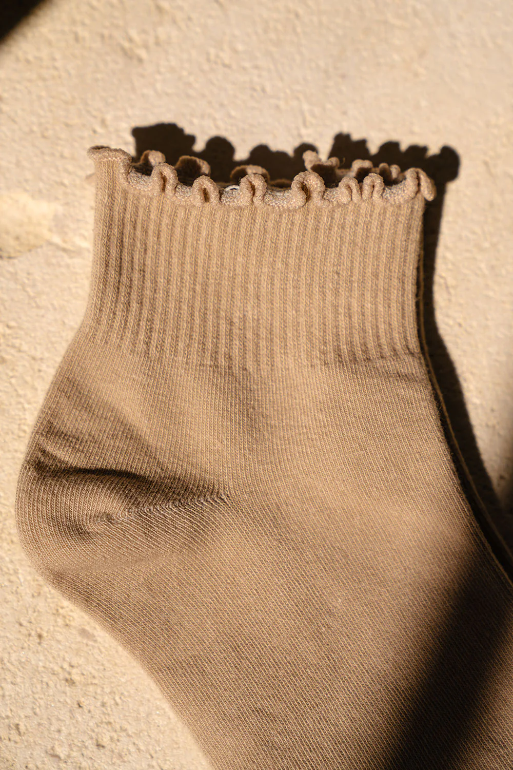 Jordyn Ruffle Socks - Latte - Image 3
