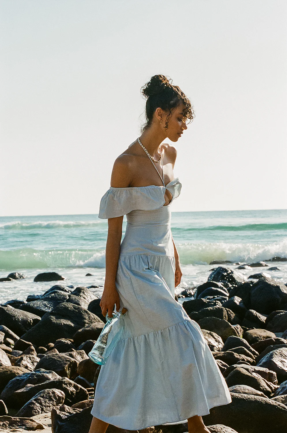 SAMPLE-Adorne Midi Dress - Blue - Image 3