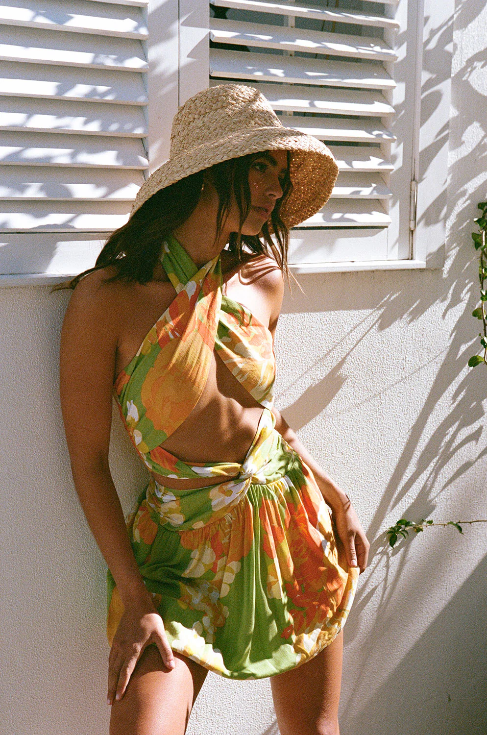 SAMPLE-Amina Halter Dress - Floral Sunset - Image 2