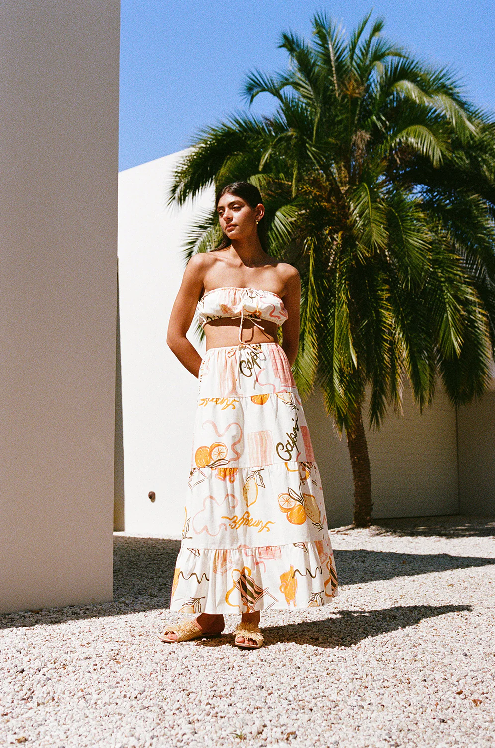 SAMPLE-Aviva Midi Skirt - Amalfi Aperol - Image 3