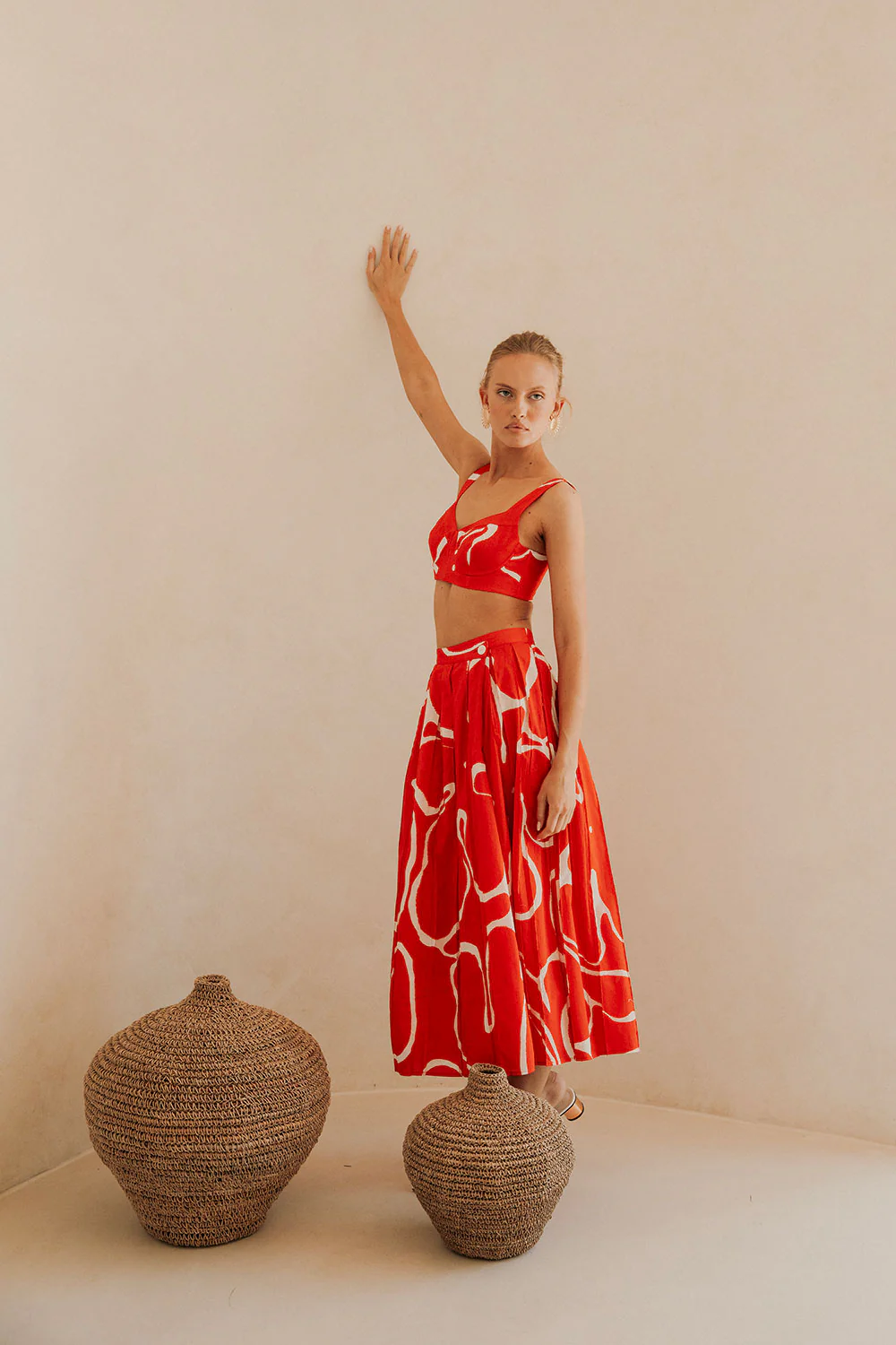SAMPLE-Dien Wrap Skirt - Evoke Red - Image 4
