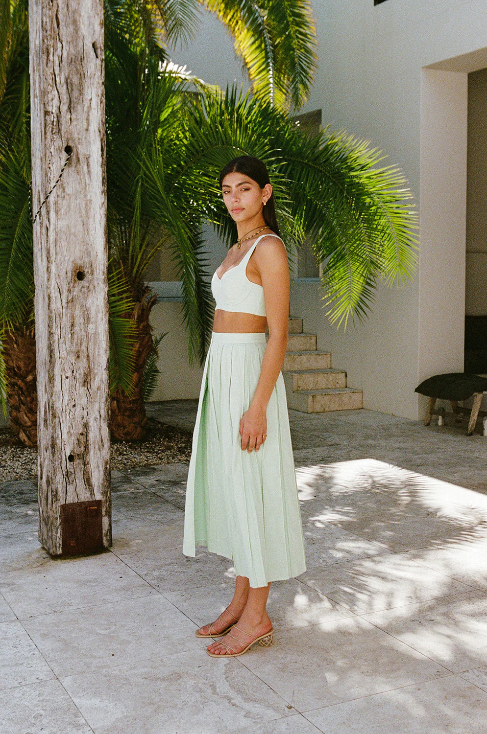 SAMPLE-Dien Wrap Skirt - Green - Image 5