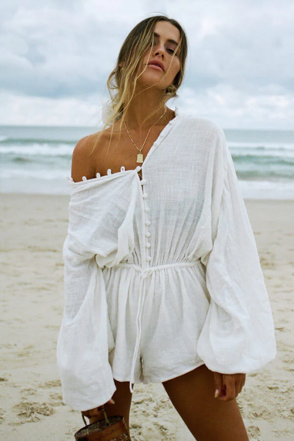 SAMPLE-Elsa Playsuit - White - Image 2