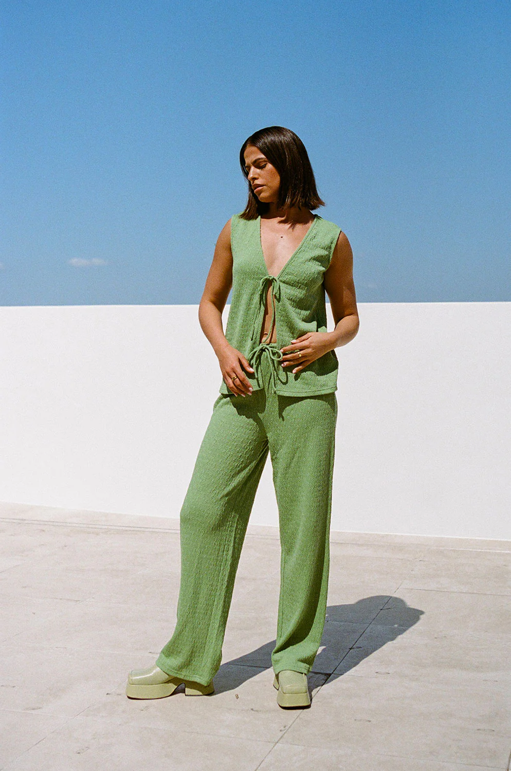 SAMPLE-Marina Split Top - Green - Image 2