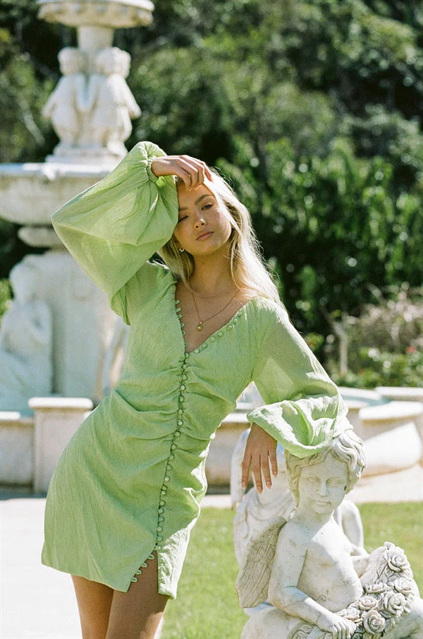 SAMPLE-Minna Button Dress - Emerald - Image 5