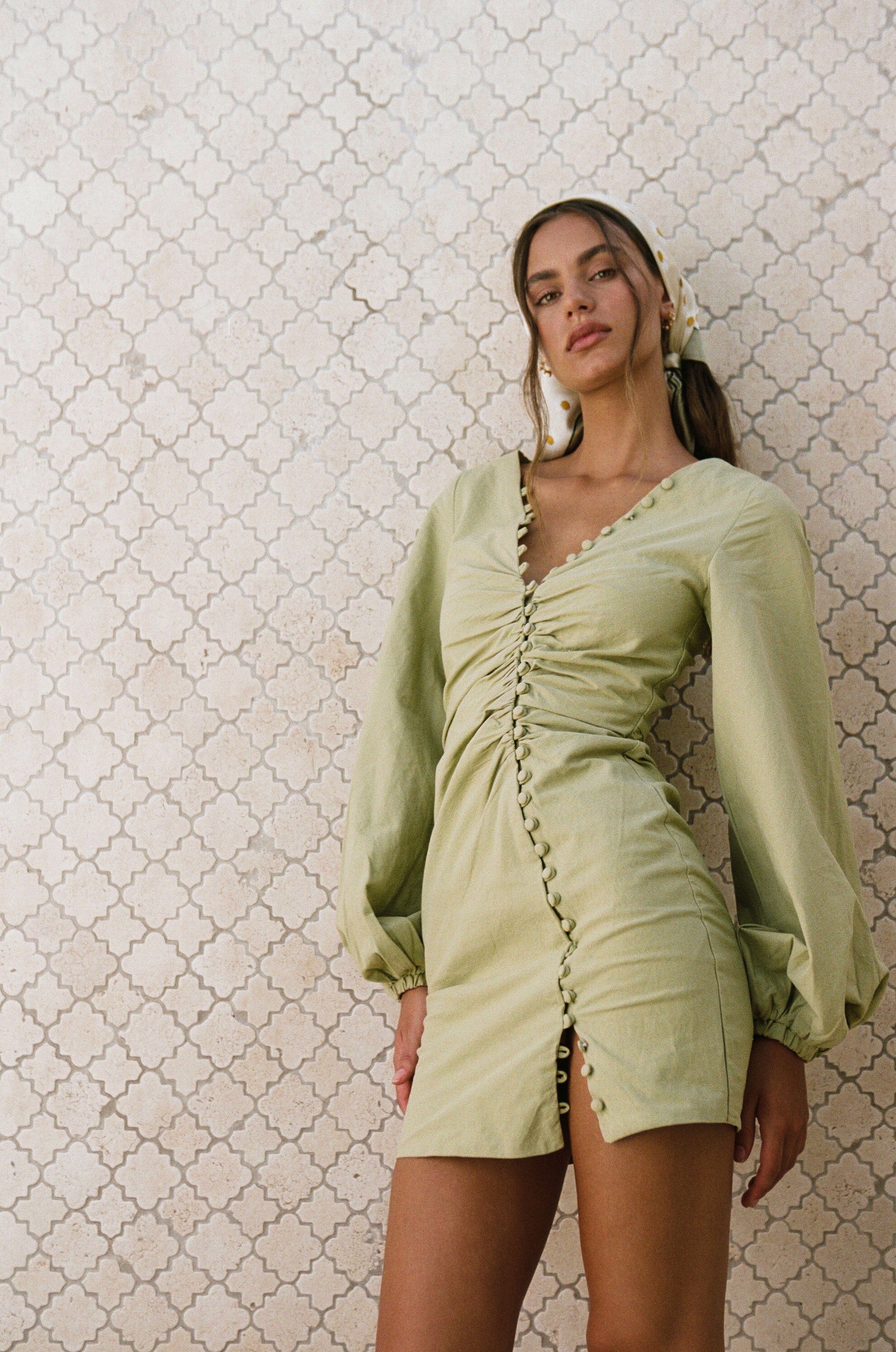 SAMPLE-Minna Button Dress - Moss - Image 2