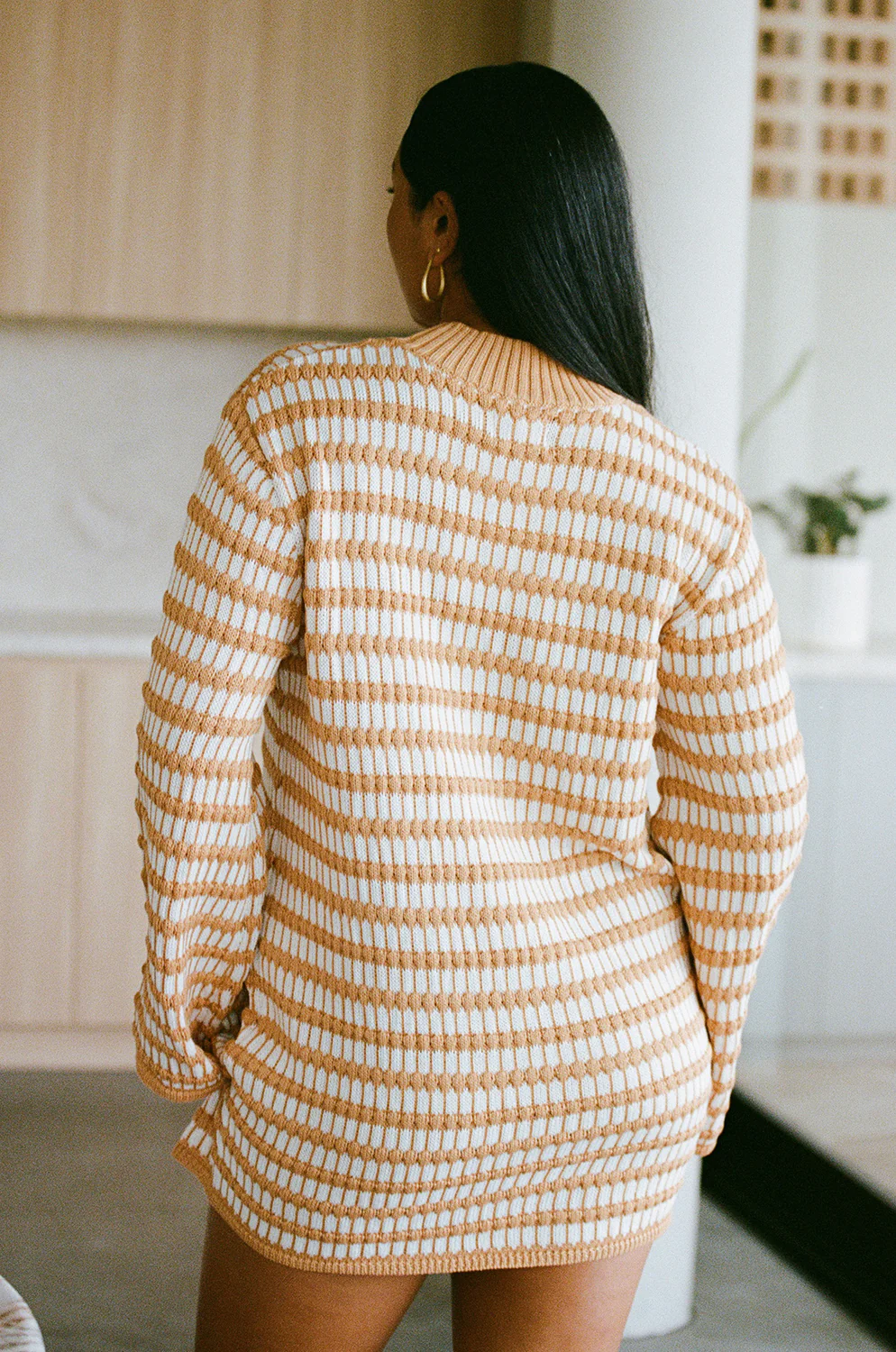 SAMPLE-Morela Knit Dress - Honey Stripe - Image 4