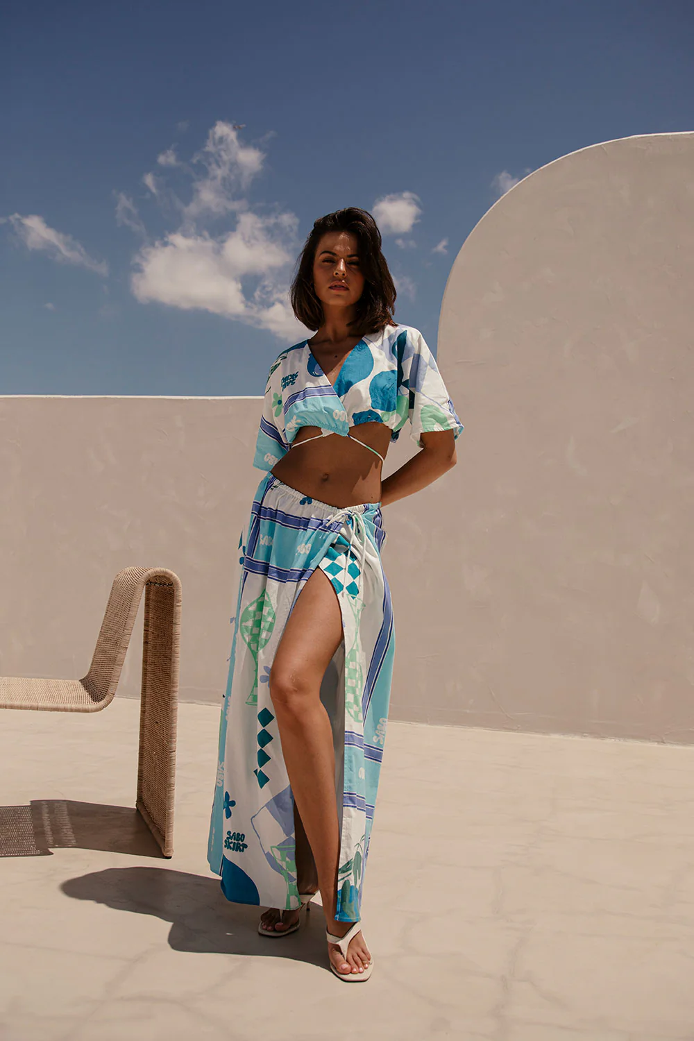 SAMPLE-Naya Wrap Top - Scarf Azure - Image 2