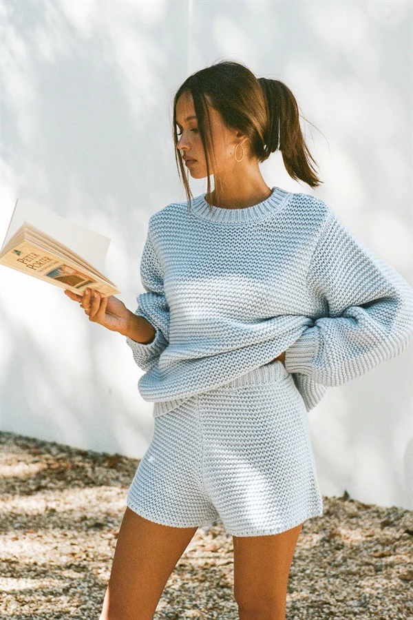 SAMPLE-Noelle Knit Sweater - Blue - Image 2