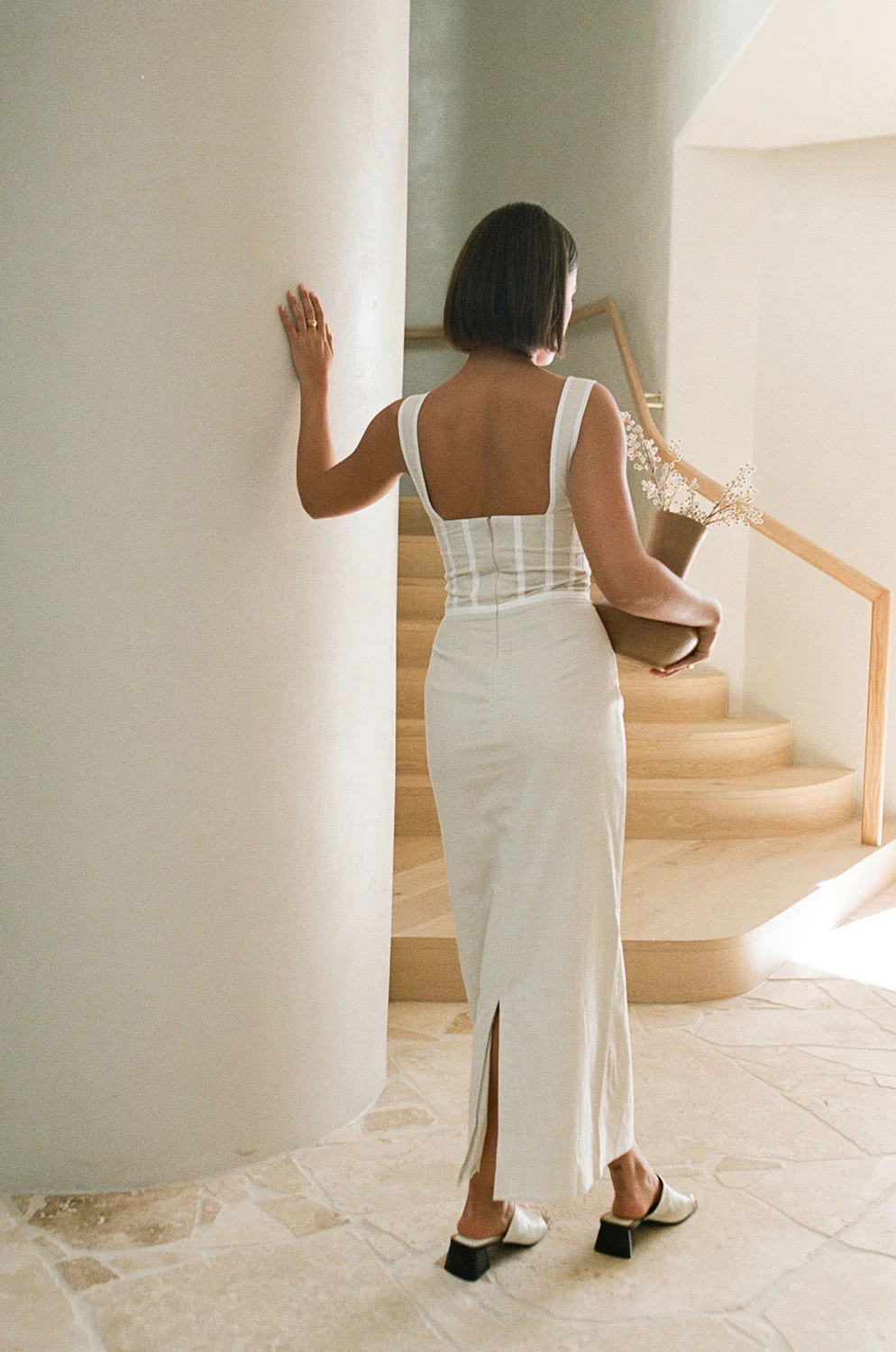 SAMPLE-Ricardo Midi Dress - Stone - Image 8