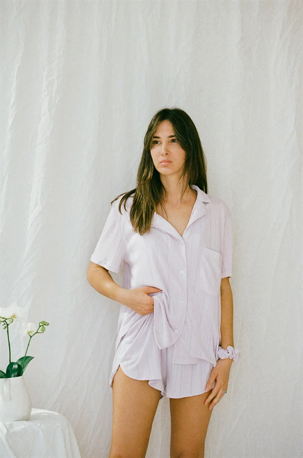 SAMPLE-Siesta PJ Shorts - Lilac - Image 3