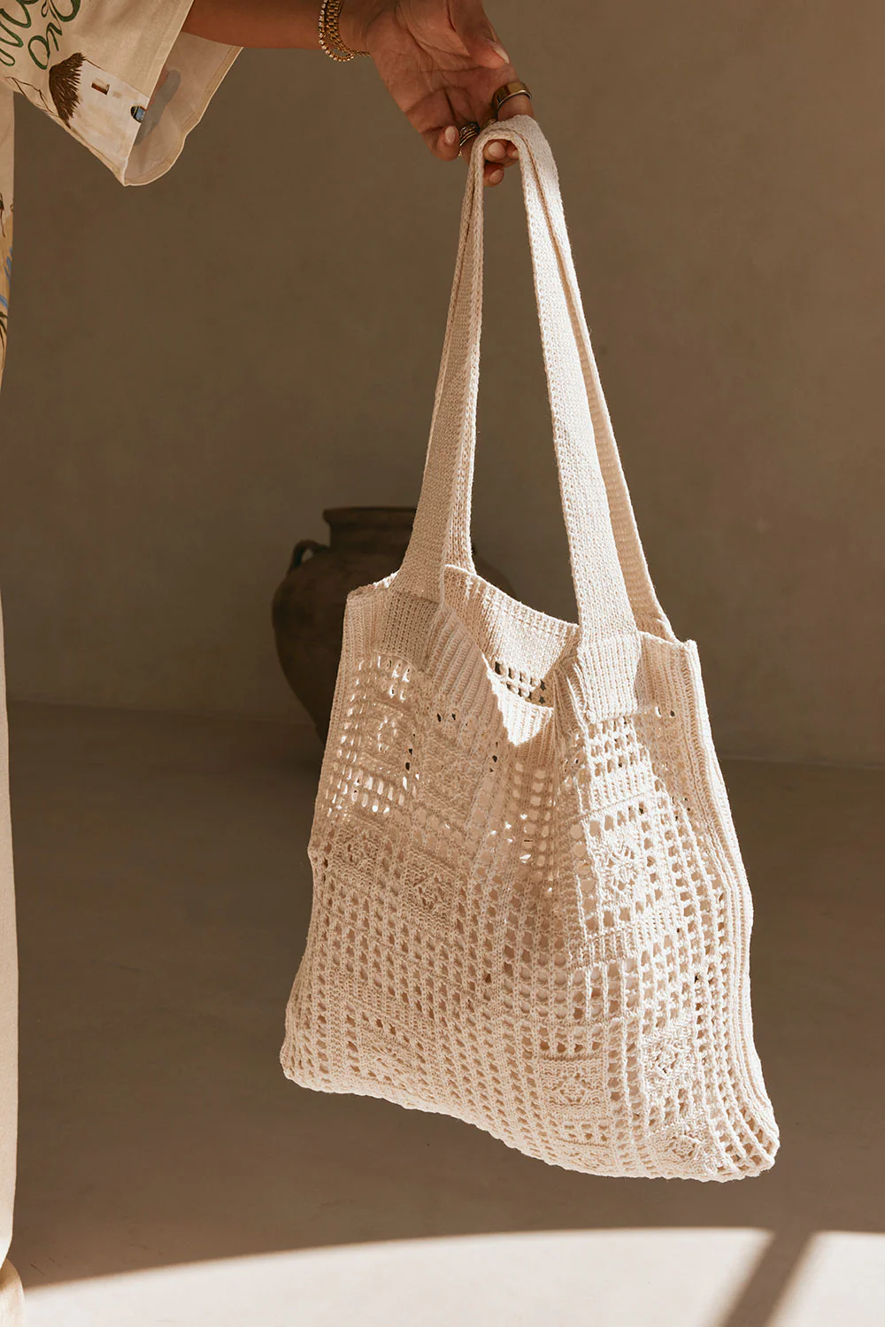 Sia Crochet Tote - White - Image 2