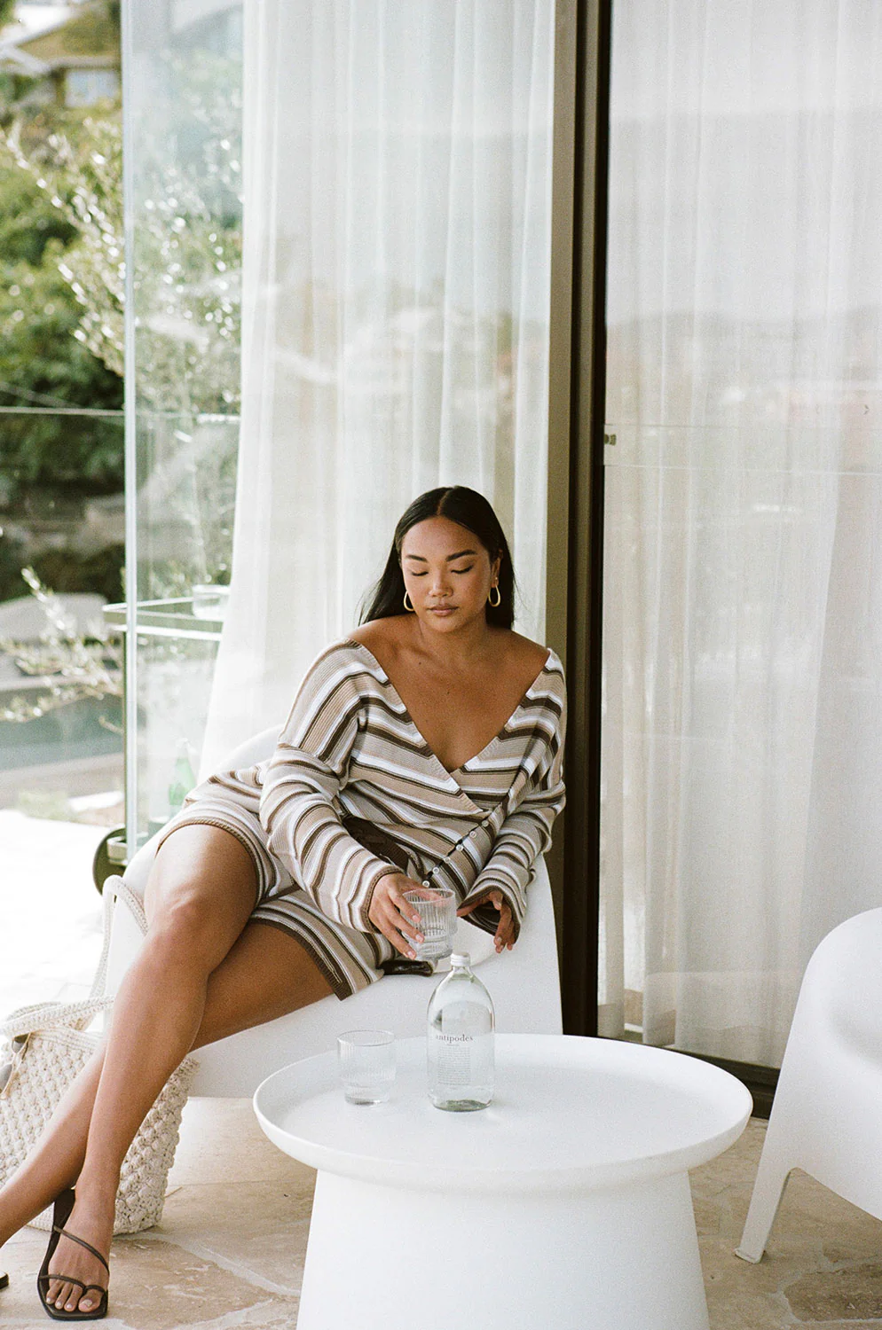 Zessi Knit Shorts - Cocoa Stripe - Image 6